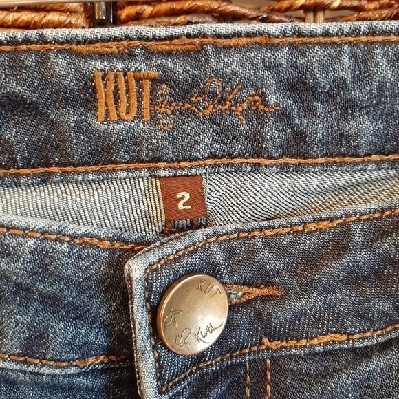 Kut from the Kloth Diana Skinny Jeans Women's 2 Distressed Frayed Low Rise Dark - Picture 3 of 7